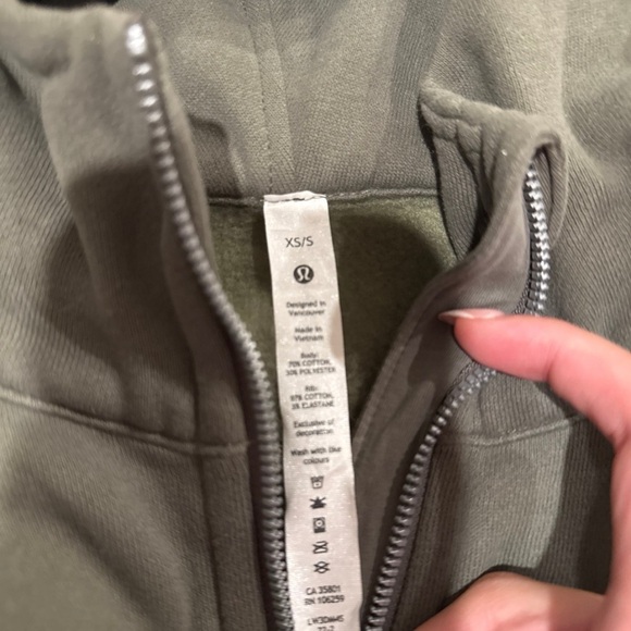 Lululemon Athletica Scuba Olive Green Oversized Half Zip-Up Hoodie - Picture 2 of 2